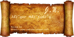 Jáger Mátyás névjegykártya