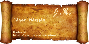 Jáger Mátyás névjegykártya
